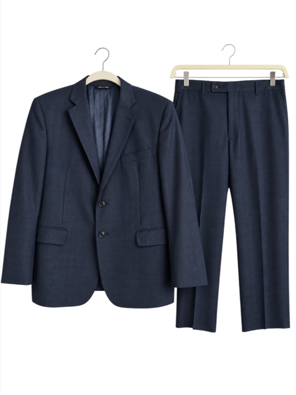 Saks Fifth Avenue Zegna Traveller Wool Navy Check Slim Fit Suit 42R Italy